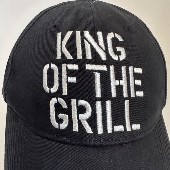 King Of The Grill Baseball Cap Adjustable Strap Back Hat Black Embroidered Logo - Picture 2 of 10